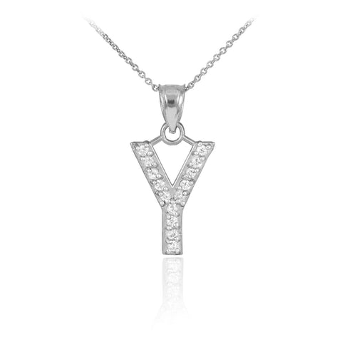 Image of שרשרת אות עדינה זירקונים - כסף 925