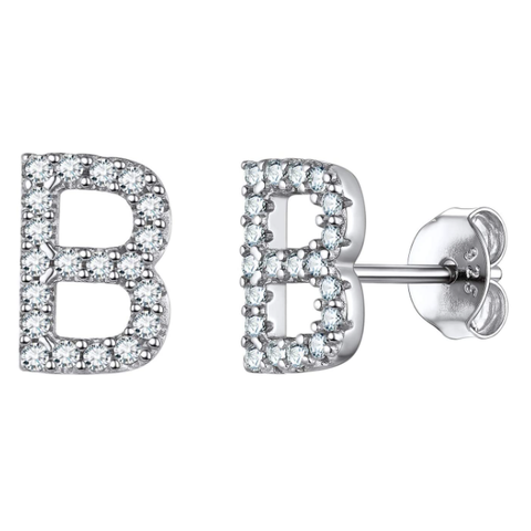 Image of זוג עגילי אות זירקונים כסף 925