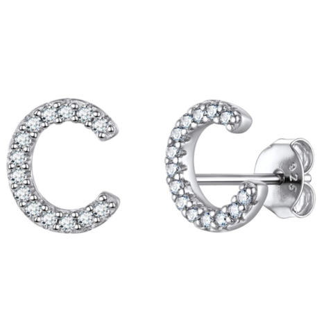 Image of זוג עגילי אות זירקונים כסף 925