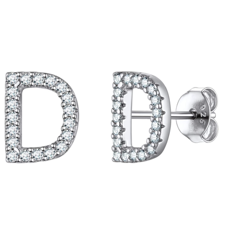 Image of זוג עגילי אות זירקונים כסף 925