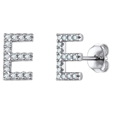 Image of זוג עגילי אות זירקונים כסף 925