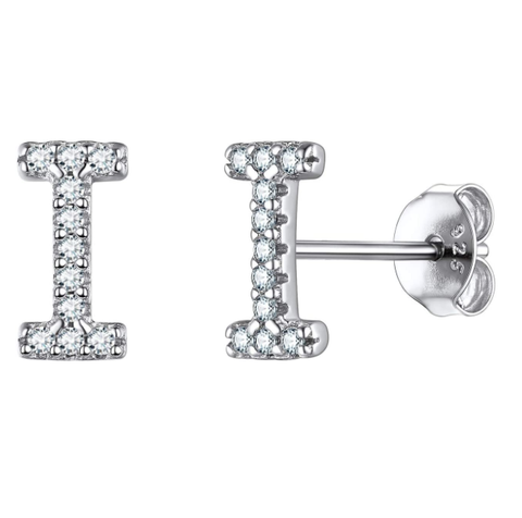 Image of זוג עגילי אות זירקונים כסף 925