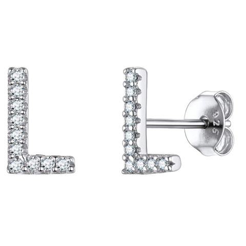 Image of זוג עגילי אות זירקונים כסף 925