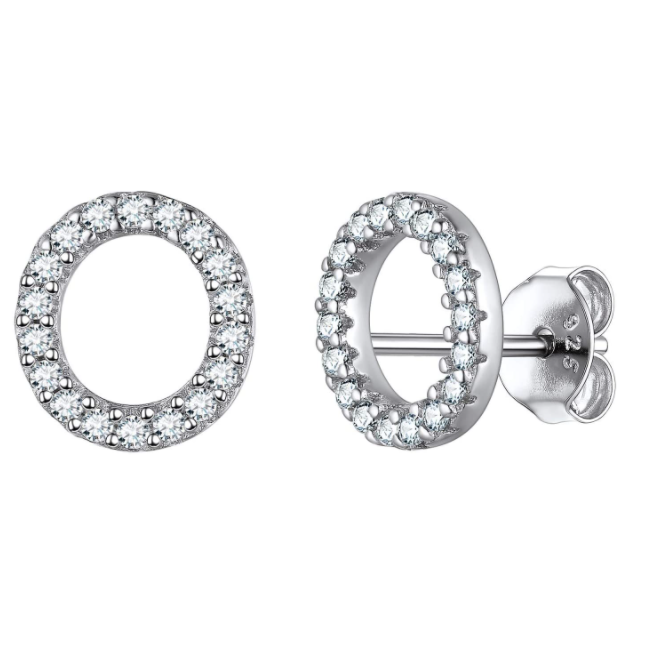 זוג עגילי אות זירקונים כסף 925