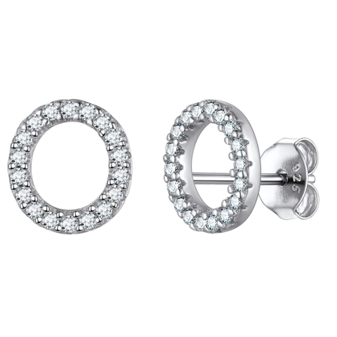 Image of זוג עגילי אות זירקונים כסף 925